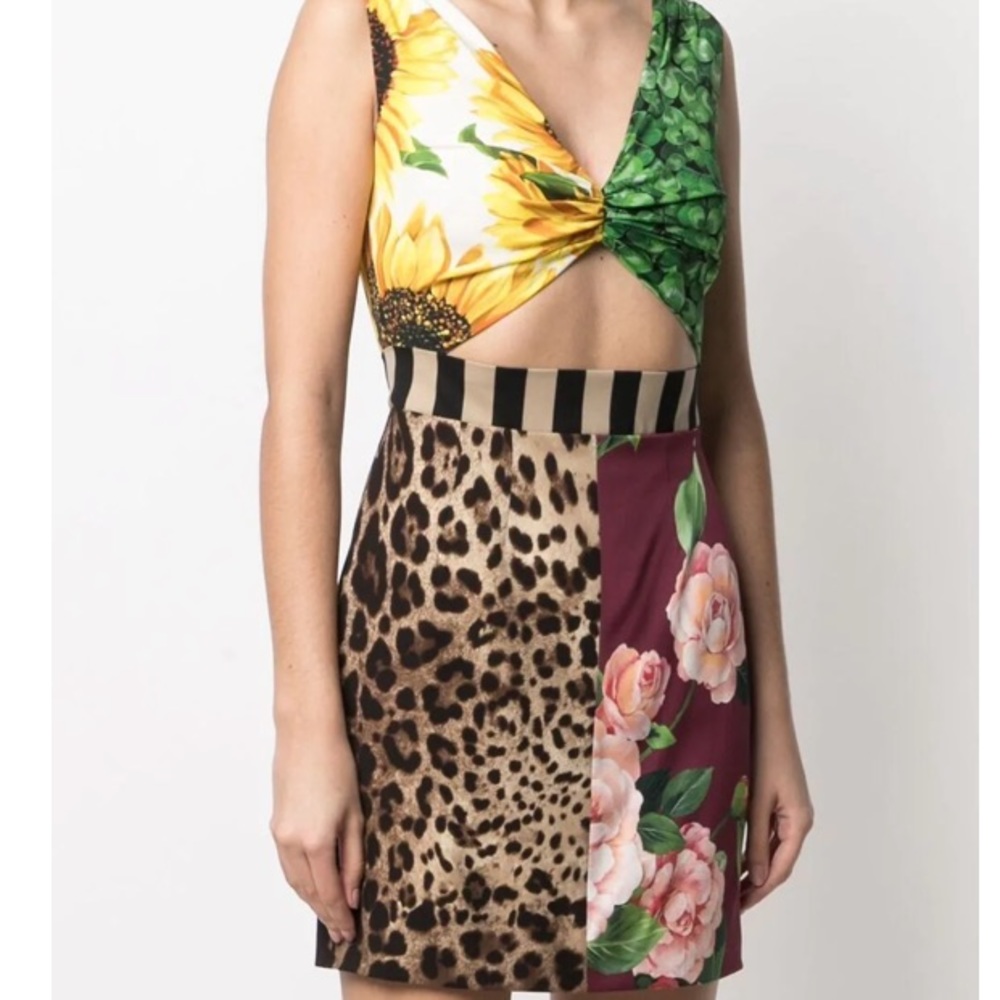 Dolce & Gabbana Silk Patchwork Mini Dress